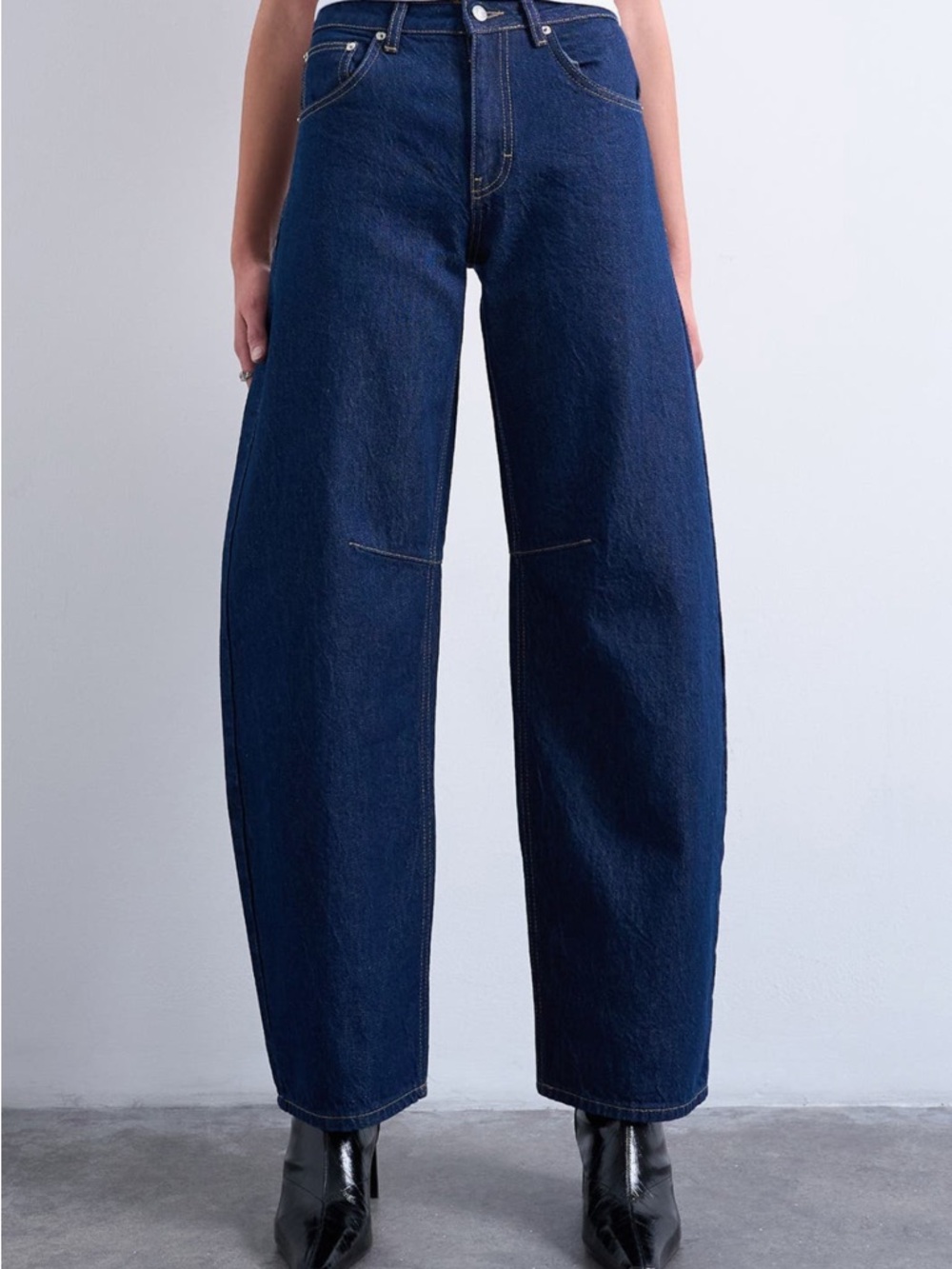 Topshop Deep Blue Barrel Jeans